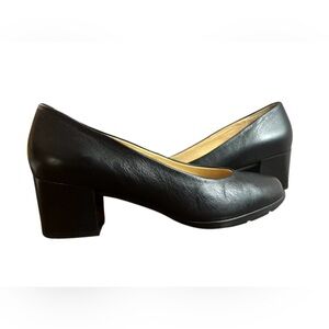 Geox Respira Leather Pumps Black EU 36/ US 6 Block Heels Comfortable Chusioned